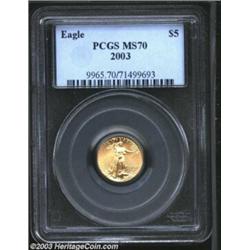 2003 G$5 Tenth-Ounce Gold Eagle MS70 PCGS.