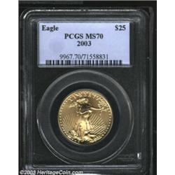 2003 G$25 Half-Ounce Gold Eagle MS70 PCGS.