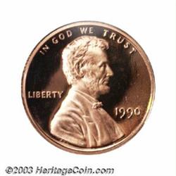 1990-S 1C No S cent PR68 Deep Cameo PCGS; 1990-S nickel PR69 Deep Cameo PCGS; 1990-S dime PR69 De