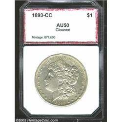 1893-CC $1 Morgan Dollar AU50 Cleaned PCI (AU50 Cleaned).