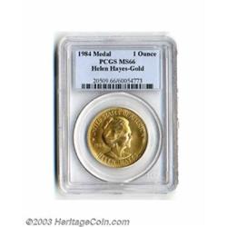 1984 Helen Hayes One Ounce Gold Medal MS66 PCGS.