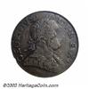 Image 1 : 1775 1/2P Machin's Mills Halfpenny--Double Struck, Second Strike Off Center--AU50 NGC.