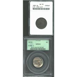 1835 1/2 C Half Cent--Rim Clip--AU50 ANACS.