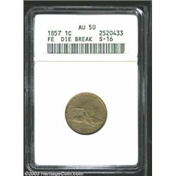 1857 1C Flying Eagle Cent--Die Break--ANACS.