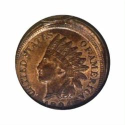 1894 1C Cent--Off Center, Double Struck--MS60 Red and Brown ANACS.