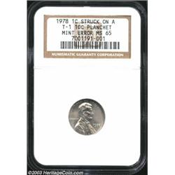 1978 1C Cent--Struck on a Type One 10C Planchet--MS65 NGC.