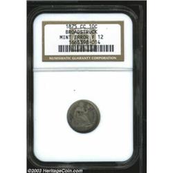 1875-CC 10C Mintmark Above Bow Dime--Broadstruck--Fine 12 NGC.