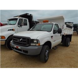 2004 FORD F450 DUMP TRUCK, VIN/SN:1FDXF46P24EC55973 - S/A, POWERSTROKE DIESEL ENG, A/T, 9' STEEL DUM