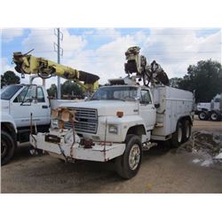 1984 FORD F8000 DIGGER DERRICK, VIN/SN:1FDYL80U3FVA58587 DIESEL ENG, A/T, P/S, A/C, UTILITY BODY W/ 