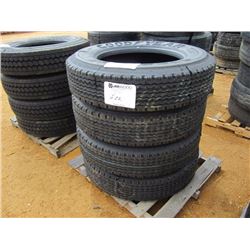 (4) RECAP 285/75R24.5 TIRES