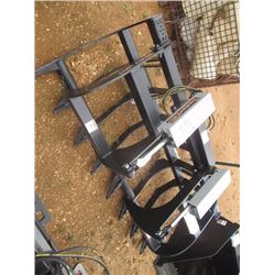 (UNUSED) TOMAHAWK 2 CYLINDER 72" HD BRUSH GRAPPLE BUCKET, FITS SKID STEER LOADER