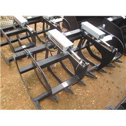 (UNUSED) TOMAHAWK 2 CYLINDER 72" HD BRUSH GRAPPLE BUCKET, FITS SKID STEER LOADER