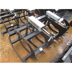 (UNUSED) TOMAHAWK 2 CYLINDER 72" HD BRUSH GRAPPLE BUCKET, FITS SKID STEER LOADER