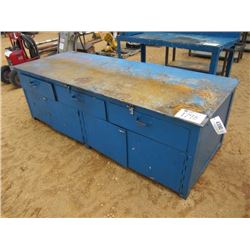 38" X 8' METAL WORK TABLE W/STORAGE