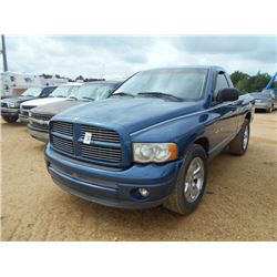 2002 DODGE RAM 1500 SPORT PICKUP, VIN/SN:1D7HA16212J158698 - V8, GAS ENGINE, A/T, ODOMETER READING 1