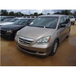 2005 HONDA ODYSSEY VAN, VIN/SN:5FNRL38265B061058 - GAS ENGINE, A/T, ODOMETER READING 219,146 MILES