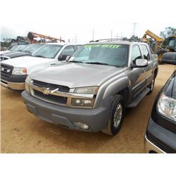 2002 CHEVROLET AVALANCHE, VIN/SN:3GNEC13T02G284339 - CREW CAB, GAS ENGINE, A /T