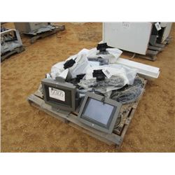 1 LOT MISCELLANEOUS LIGHT FIXTURES, BASE MOUNT FOR TV, COMPUTER SCREEN