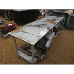30" X 8' STAINLESS STEEL TABLE W/MISC KITCHEN EQUIPMENT