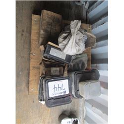 MISC LOT OF NAILS, BOLTS, WASHER, STEEL CABLE CLAMPS