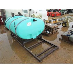 500 GALLON PLASTIC TANK, MTD ON SKID
