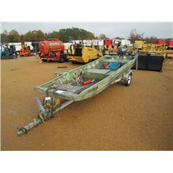 1987 ALWELD 16' ALUMINUM FLAT BOTTOM BOAT, VIN/SN:AWLC0216A787 - W/25 HP YAMAHA OUTBOARD MOTOR, S/A 