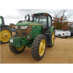 2014 JOHN DEERE 6140M FARM TRACTOR, VIN/SN:745570 - MFWD, PTO, 3 PTH, 3 REMOTES, ECAB W/AIR, 32090R/