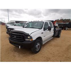 2004 FORD F550 FLATBED TRUCK, VIN/SN:1FDAW56P14ED96030 - POWER STROKE DIESEL ENGINE, AUTO TRANS, CRE