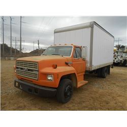 1990 FORD F600 BOX TRUCK, VIN/SN:1FDNK62P5LVA35553 - FORD DIESEL ENGINE, A/T, BABB 16' BODY, ROLL UP