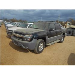 2002 CHEVROLET AVALANCHE Z71, VIN/SN:3GNEK13T42G255882 - 4X4, CREW CAB, V8 GAS ENGINE, A/T, ODOMETER