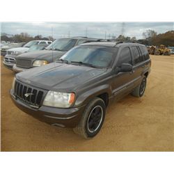 1999 JEEP GRAND CHEROKEE, VIN/SN:1J4GW68N0XC545814 - 4X4, V8 GAS ENG, A/T, ODOMETER READING 157,644 