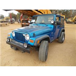 2003 JEEP WRANGLER VIN/SN:1J4FA39S93P303264 - 4X4, 6 CYL GAS ENGINE, 5 SPD TRANS, ODOMETER READING 9