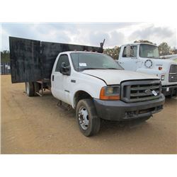 2000 FORD F450 FLATBED DUMP, VIN/SN:1FDXF46F7YED67603 - S/A, FORD DIESEL ENGINE, A/T, 14' STEEL DUMP