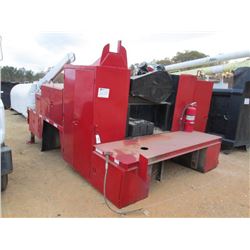 16' TRUCK SERVICE BED, AUTO CRANE, AIR COMPRESSOR, AIR HOSE REEL