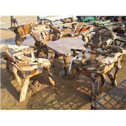 WOODEN TABLE & CHAIRS (4)