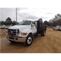 2007 FORD F750 FLATBED DUMP, VIN/SN:3FRXF75P67V514094 - S/A, CAT C-7 DIESEL, 6 SPD TRANS, 14' STEEL 