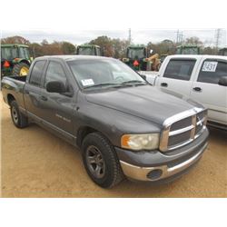 2002 DODGE 1500 SLT PICKUP, VIN/SN:3D7HA18N12G131710 - CREW CAB, V8 GAS ENG, A/T, ODOMETER READING 2