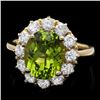 Image 1 : 14k Gold 4.50ct Peridot 1.20ct Diamond Ring