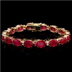 14k Gold 39.7ct Ruby 0.70ct Diamond Bracelet