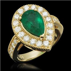 14K Gold 2.21ct Emerald 1.20ct Diamond Ring