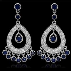 14K Gold 3.01ct Sapphire 1.42ct Diamond Earrings