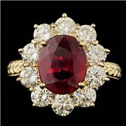 14k Yellow Gold 3.00ct Ruby 2.15ct Diamond Ring