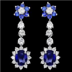 14k Gold 3.15ct Sapphire 2.00ct Diamond Earrings