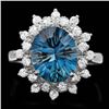 Image 1 : 14k White Gold 3.80ct Topaz 0.65ct Diamond Ring