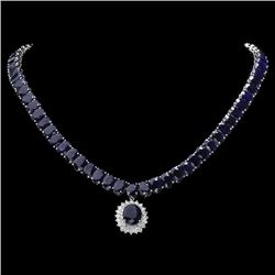 14k Gold 105ct Sapphire 1.50ct Diamond Necklace