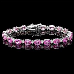 14k Gold 16ct Sapphire .70ct Diamond Bracelet