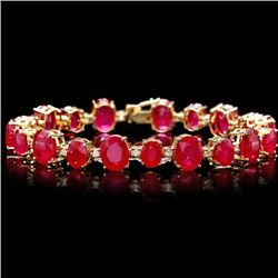 14k Gold 55.00ct Ruby 1.35ct Diamond Bracelet