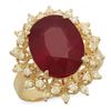 Image 1 : 14K Gold 8.61ct Ruby 0.55ct Diamond Ring