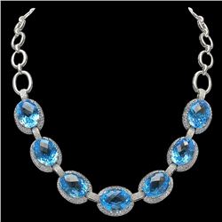 18K Gold 130.54ct Topaz 11.89ct Sapphire 0.70ct Diamond Necklace