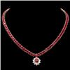 Image 1 : 14k Gold 60.5ct Ruby 1.40ct Diamond Necklace